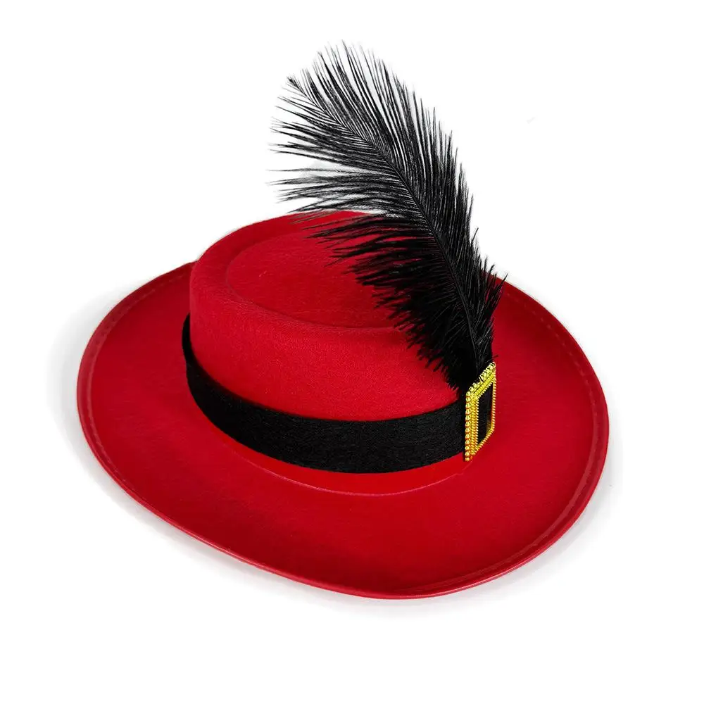 

Красная детская шапка с перьями для вечеринок, выступлений, маленькая полицейская фуражка, аксессуар для Хэллоуина, сценических шоу и праздников (1 июня)