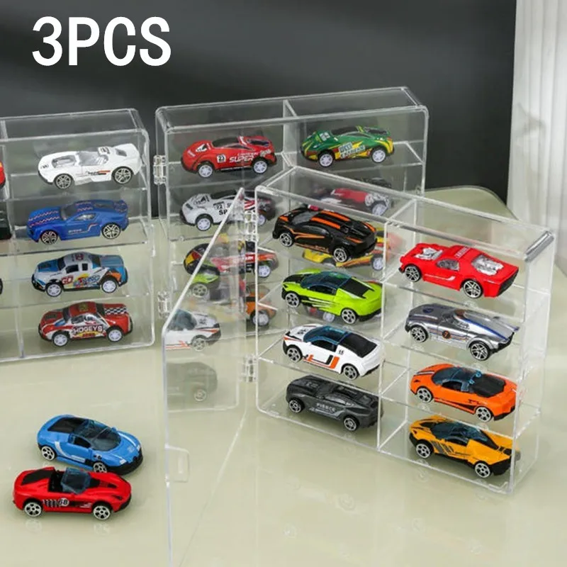 1/2/3PCS Acryl Auto Display Box 1:64 Für Hot Wheels Auto Modell Spielzeug 8 Grid Schrank rack Stapelbare Auto Lagerung Boxen Staubdicht