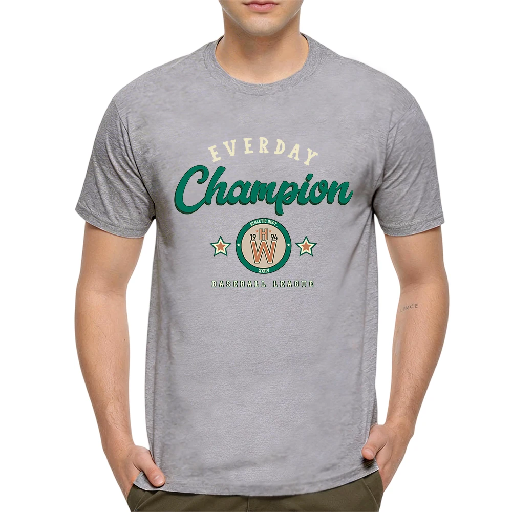 Mens 100% Cotton T Shirt Athletic Dept 1994 Baseball League Vintage Star Badge Print Breathable Short Sleeve Casual Daily Tee