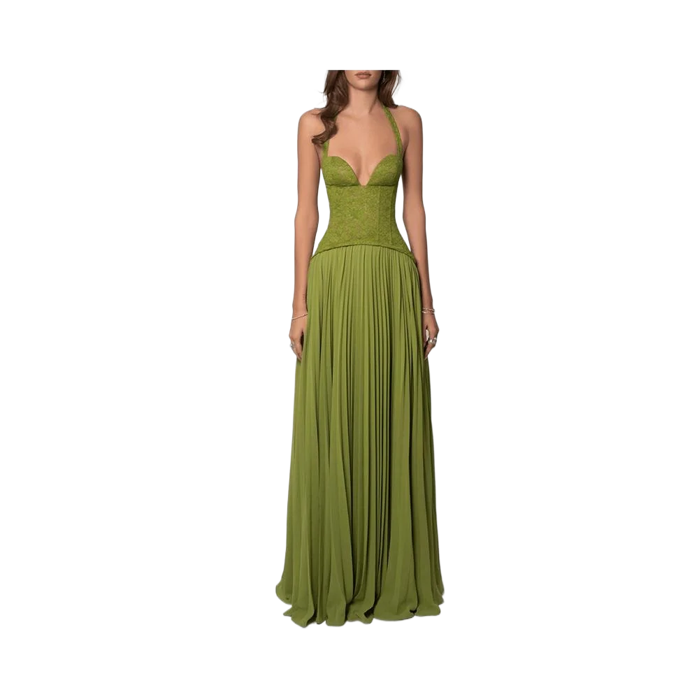 Elegante diepe v-hals mouwloze grote schommeljurk mode hoge taille backless effen lange jurk sexy holle slanke dames feestjurk - afbeelding 2