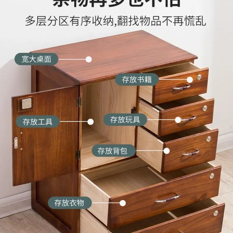 chest of drawers solid wood chest of drawers household simple modern bedroom storage cabinet with lock drawer cabinet living roo