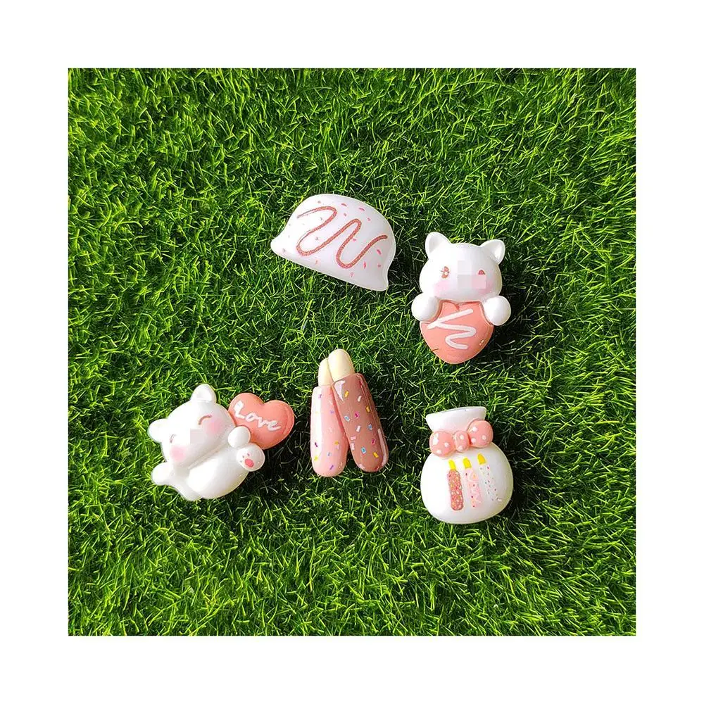 Kawaii Cartoon Chocolate Cat Flatback Resin Cabochons Slime Charms Kids Clip DIY Headwear Accessories Scrapbook Decor