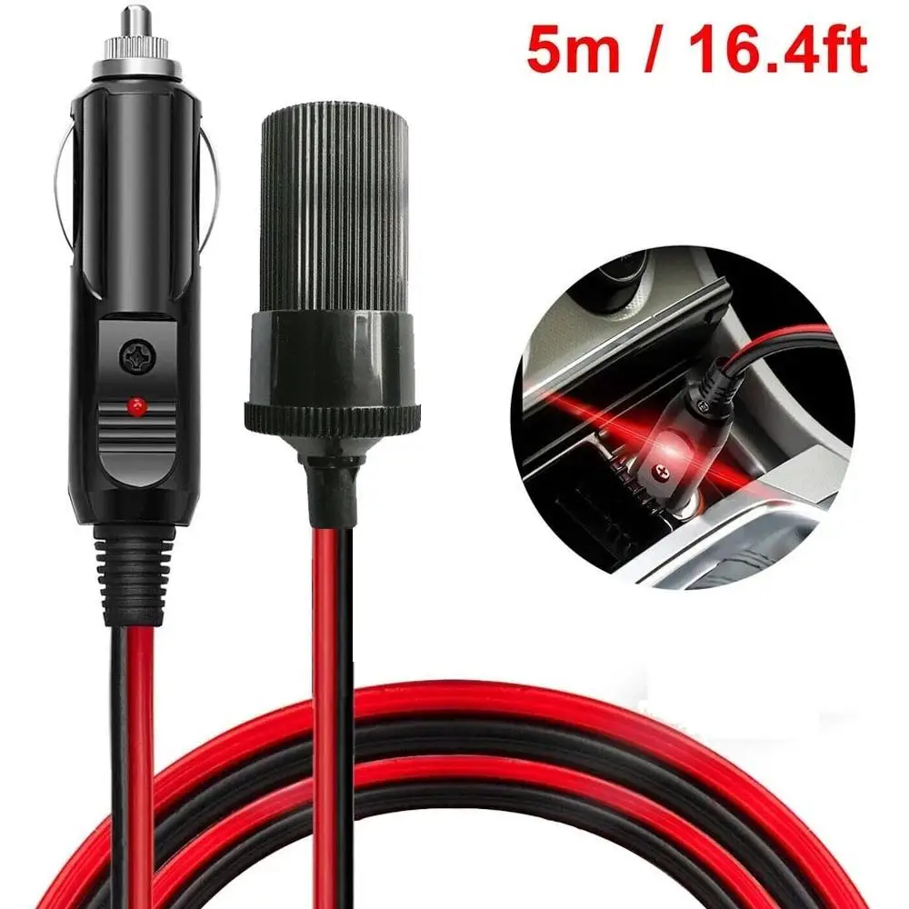 12V/24V Car Cigarette Lighter Extension Cord Heavy Duty Auto DC Power Plug Connector For Tire Inflators Cleaners & Adapter B3L0
