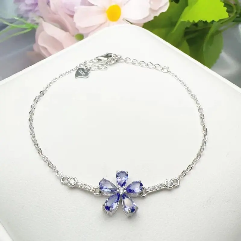 

ZECAA Fine Jewelry Woman Tanzanite Bracelet With Natural Tanzanite Gemstone 3*5mm Tanzanite Bracelet For Gift Wedding Banquet