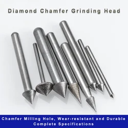 Diamond Chamfer Grinding Head Abrasive Wheel For Jade Jewelry Ceramics Glass Stone Carving Tool Electric Hand Drill Bit