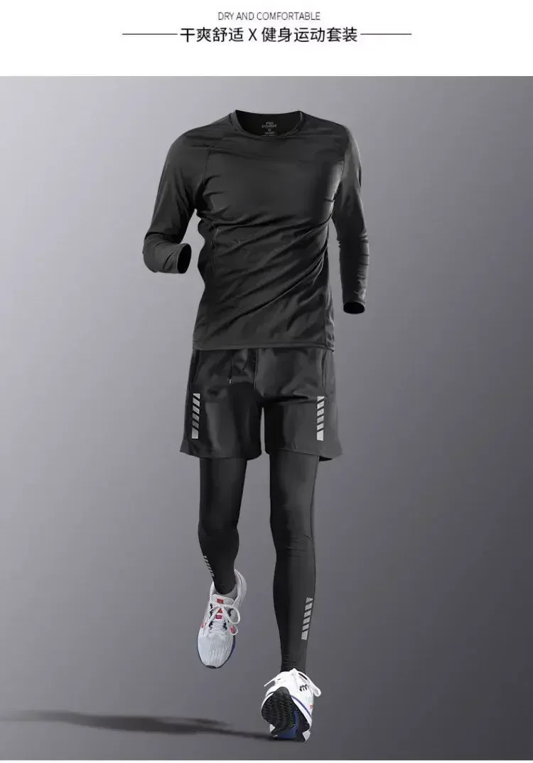 مجموعة de sport de compression pour homme، survêtement de course، اللياقة البدنية، الركض، vêtements d'entraininement، طماق à كوبيه
