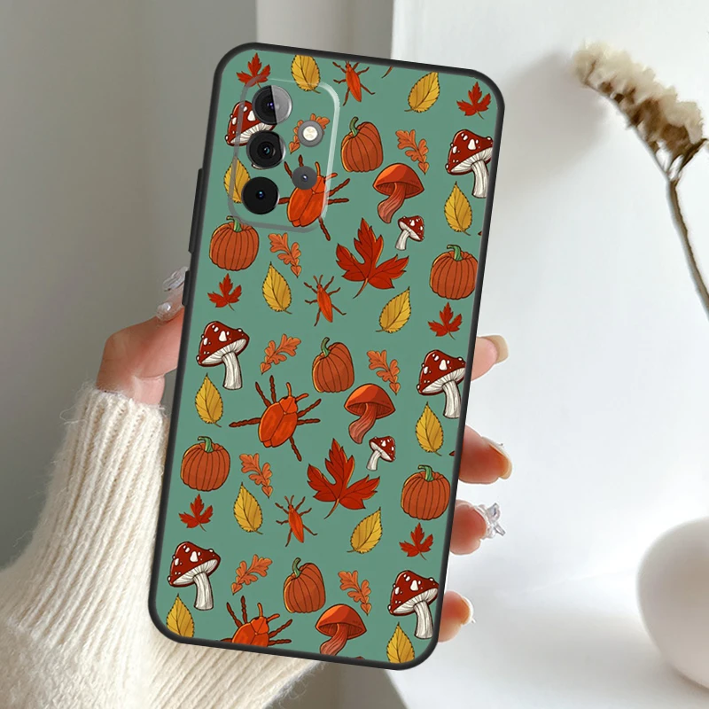 Autumn Leaves Fall Pumpkin Halloween Funda For Samsung Galaxy A13 A33 A54 A53 A34 A73 A12 A22 A32 A52 A72 A51 A71 A52S A14 Case