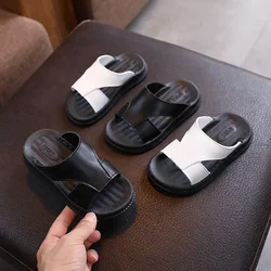 Children Slippers Summer PU Solid Beach Shoes Outdoors Soft Bottom Anti Slip Boy Shoes Kids Casual Shoes Versatile Baby Slippers