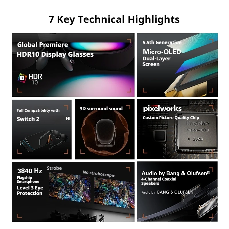 NEW Rayneo Air 4 Pro Smart AR Glasses 4K Video Capture 3G Voice Control IPX-5 Waterproof Head-Mounted XR Support DP Agreement