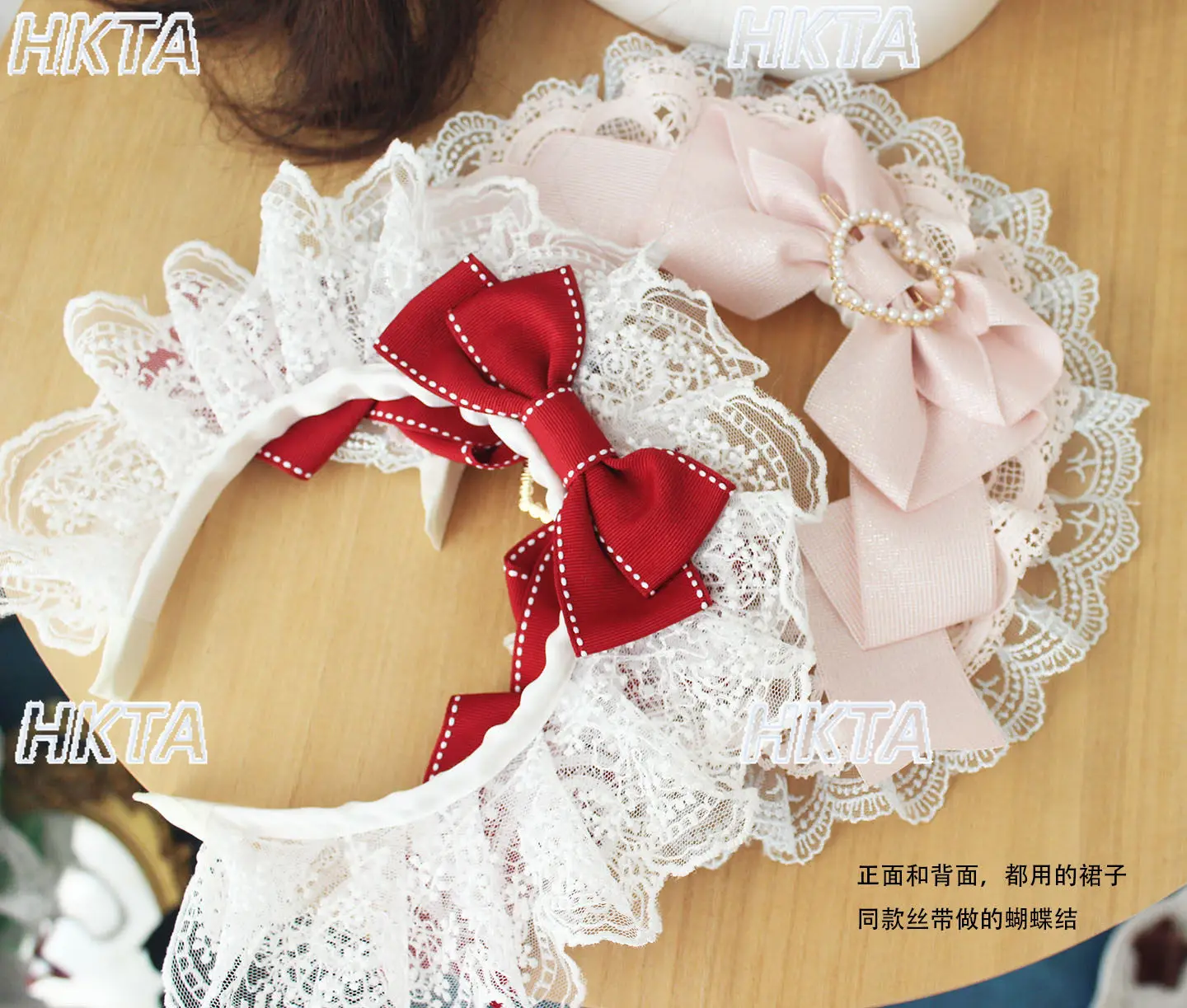 日本のクリスマス飾り-kc-多用途ロリータヘッドバンド-ホワイトヘアクリップ-スイートカワイイパールレースボウクリップ-ヘアアクセサリー-女性用