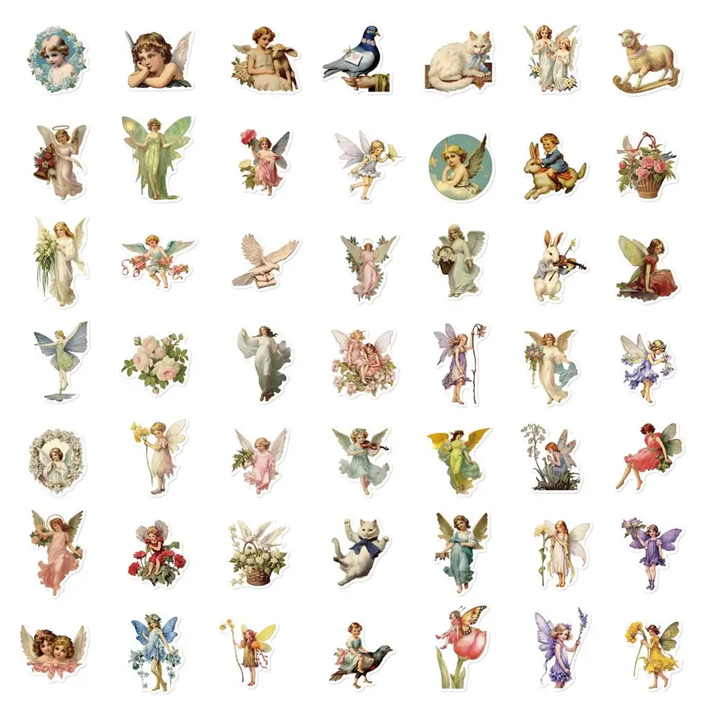 50PCS Retro Cute Fairytale Stickers Pack Decoration DIY Stationery Scrapbook Notebook Phone Diary Graffiti Children's Sticker