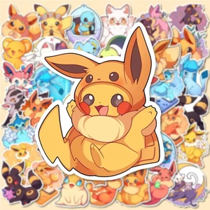 Bonito Pokemon Anime Adesivos para crianças, Pikachu, Eevee, Charman, decalques dos desenhos animados, DIY, caixa do telefone, laptop, brinquedos, 10 pcs, 30 pcs, 50 pcs, 100pcs 10 principais vendas caneca eevee - №6