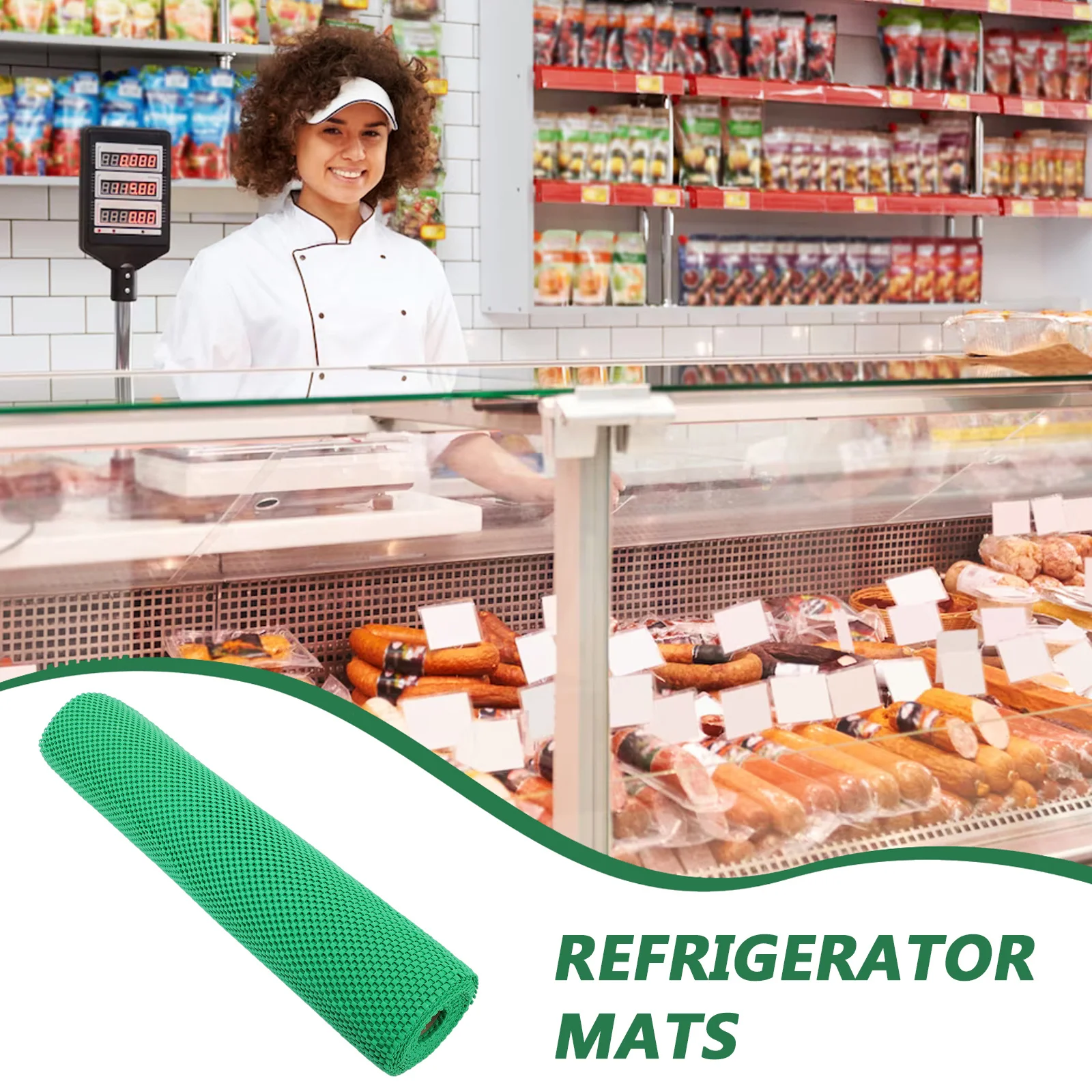 حصيرة غير قابلة للانزلاق للإنتاج الطازج، بطانة رف عرض الخضروات، بطانة رف الثلاجة البلاستيكية السميكة، المطبخ التجاري #4