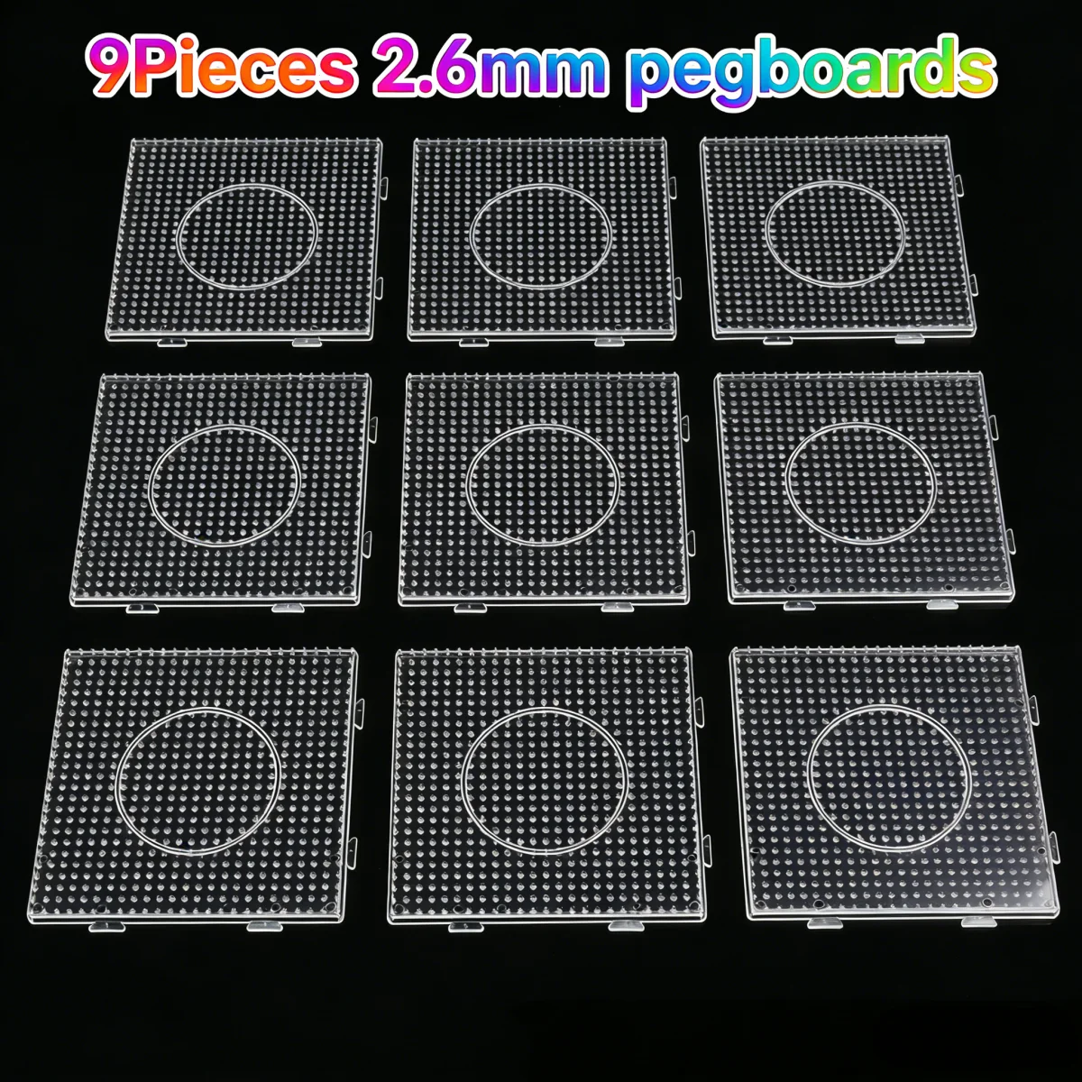 3/4/9pcs Hama Beads Large Clear Plastic Perler Bead Pegboard - 2.6mm Square Grid Craft Board for Beading Pegboard DIY Stencils