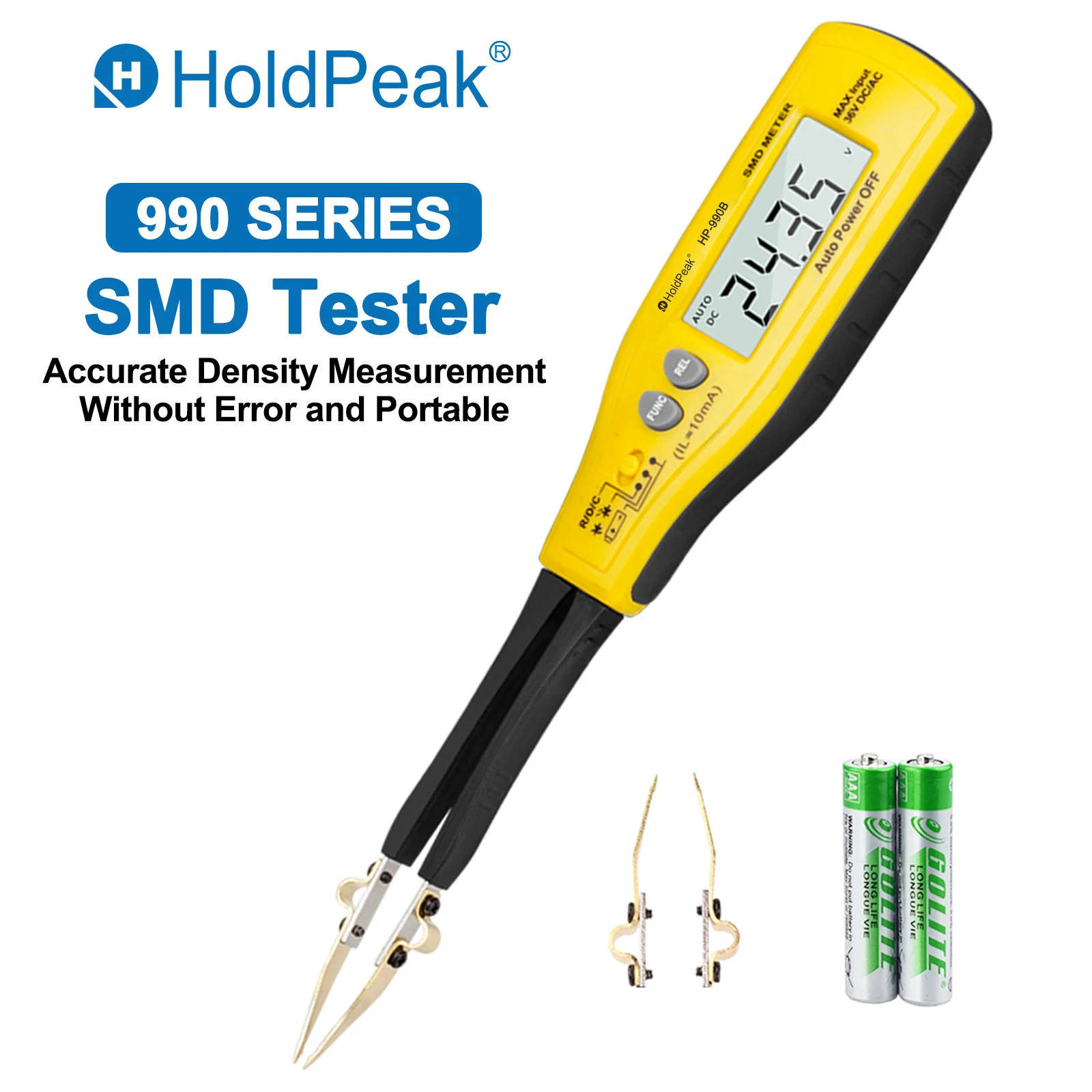 HP-990 Series Specialized SMD Component Tester Auto Range Zener LED Diode Capacitor Resistance Meter with REL Mode for PCB Repai