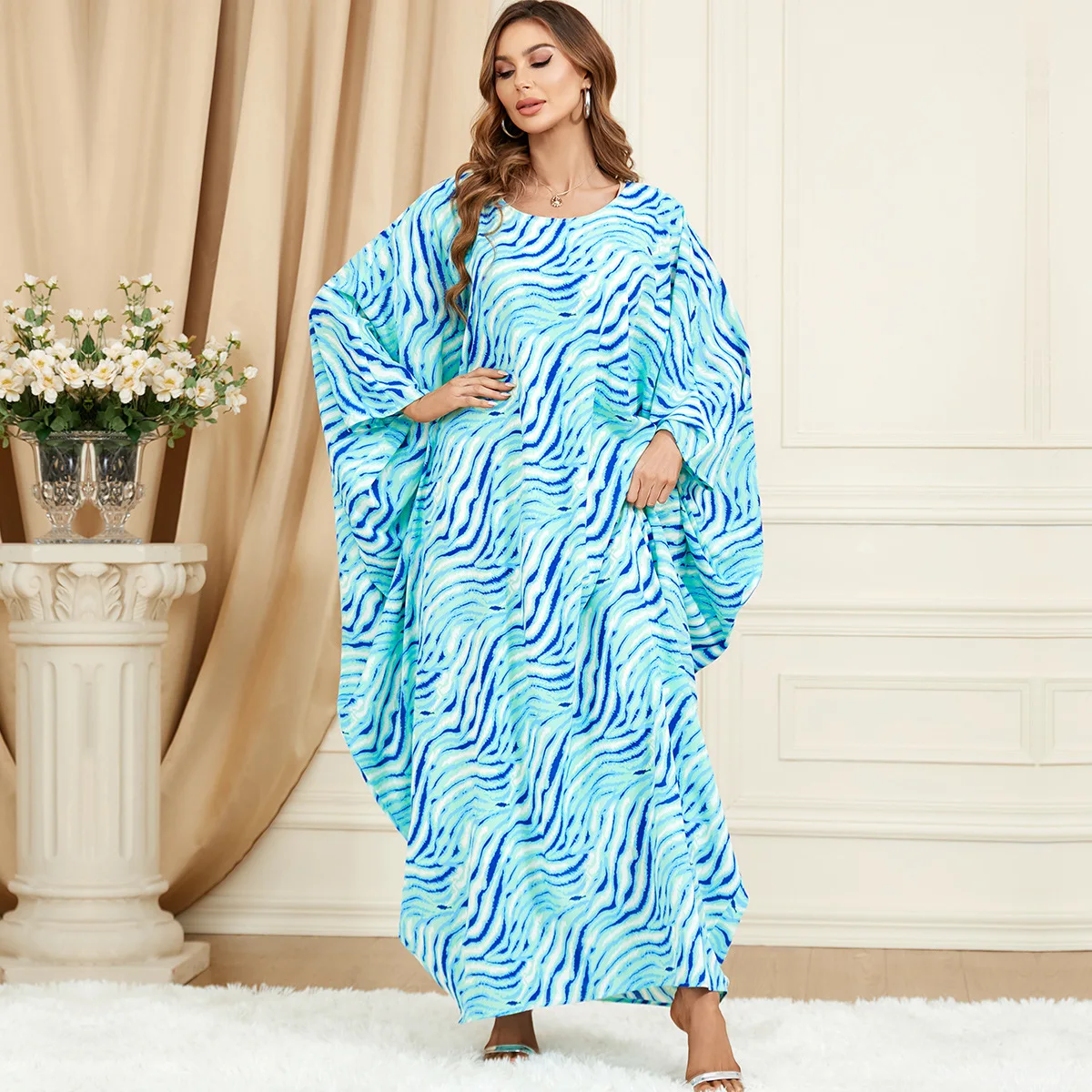 Muslim Dress Women Chiffon Bat Sleeve Abaya Kaftan Casual Loose Maxi Dresses Woman Dubai Long Robe Vestidos Abaya