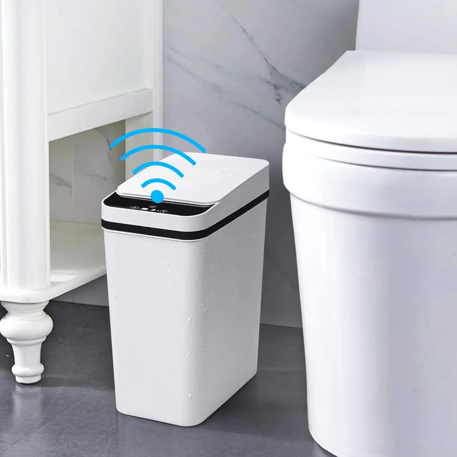 

2.2 Gal Touchless Trash Can, Motion Sensor Automatic Lid, Small Bathroom Garbage Bin for Kitchen Office