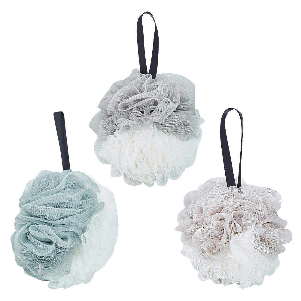 

3pcs Balls Shower Scrubbers Bath Sponges Mesh Nets Reusable Bathing Scrubber Body Exfoliating Bath Accessories For Adults