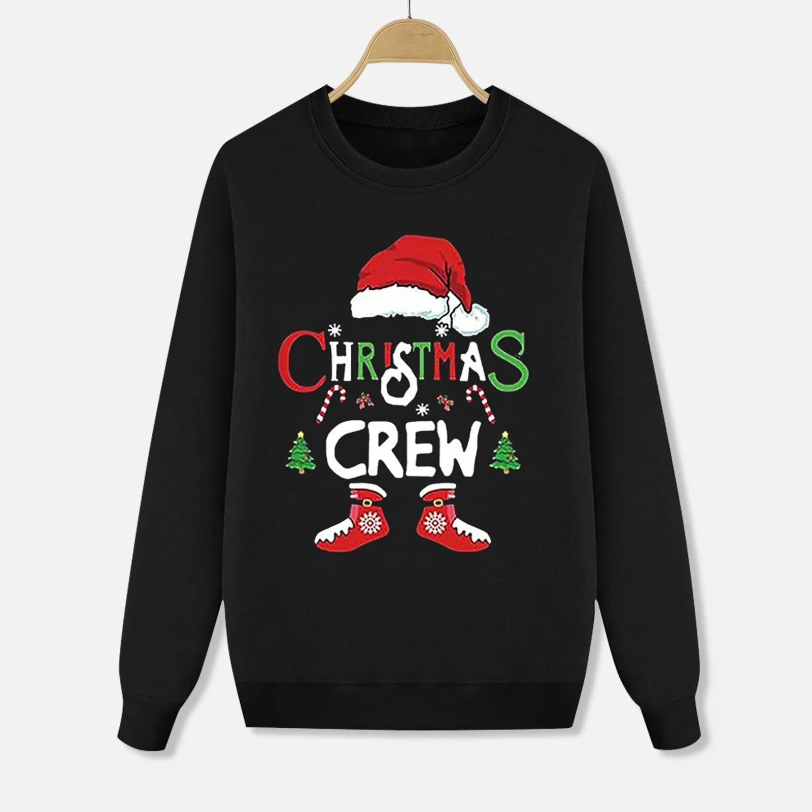 Christmas Family Look Matching Outfits Sweatshirts Pullovers 3D Cartoon Reindeer Print Matching Hoodies O-Neck Fleece Tops Xmas