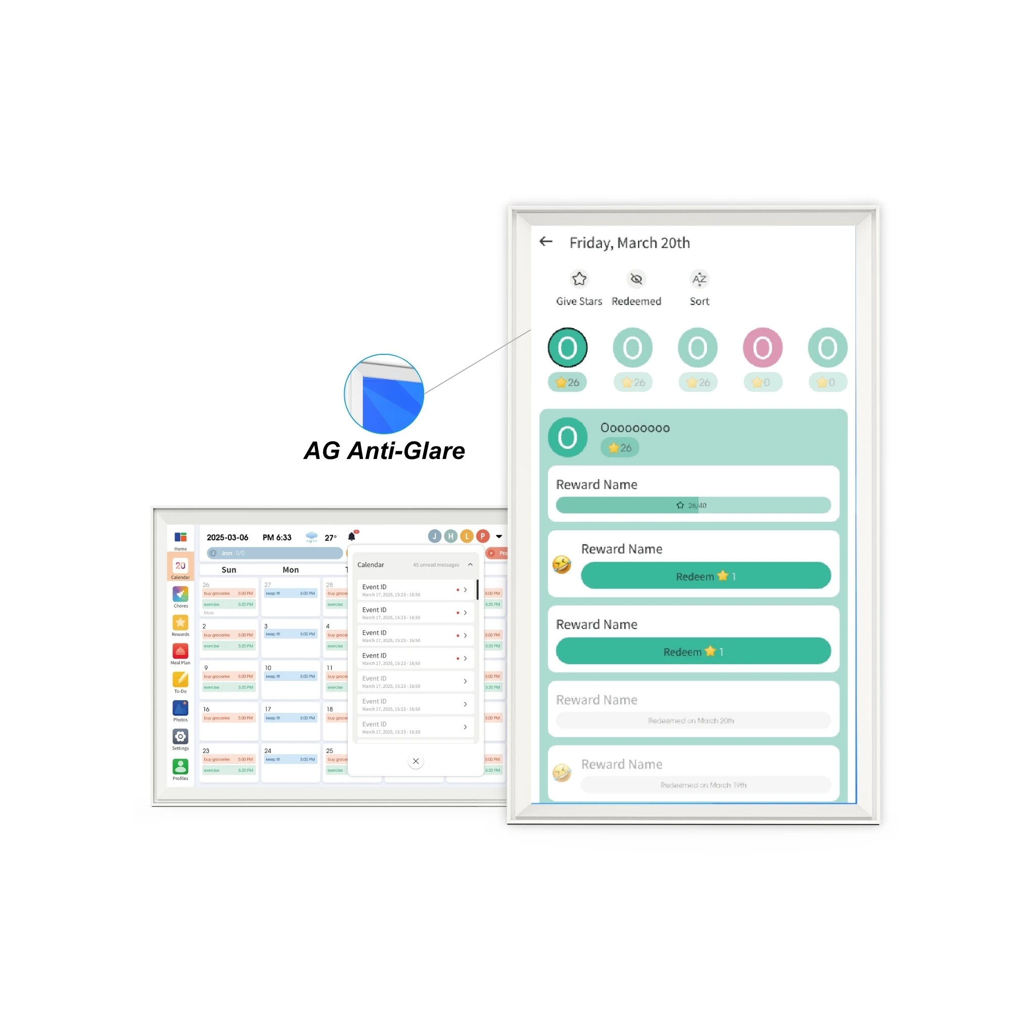 

21.5 32-inch Silver Anti-glare Android 14 Smart Digital Wall Calendar Display Touch Screen 4 + 64gb Child Reminder/clock Photo F