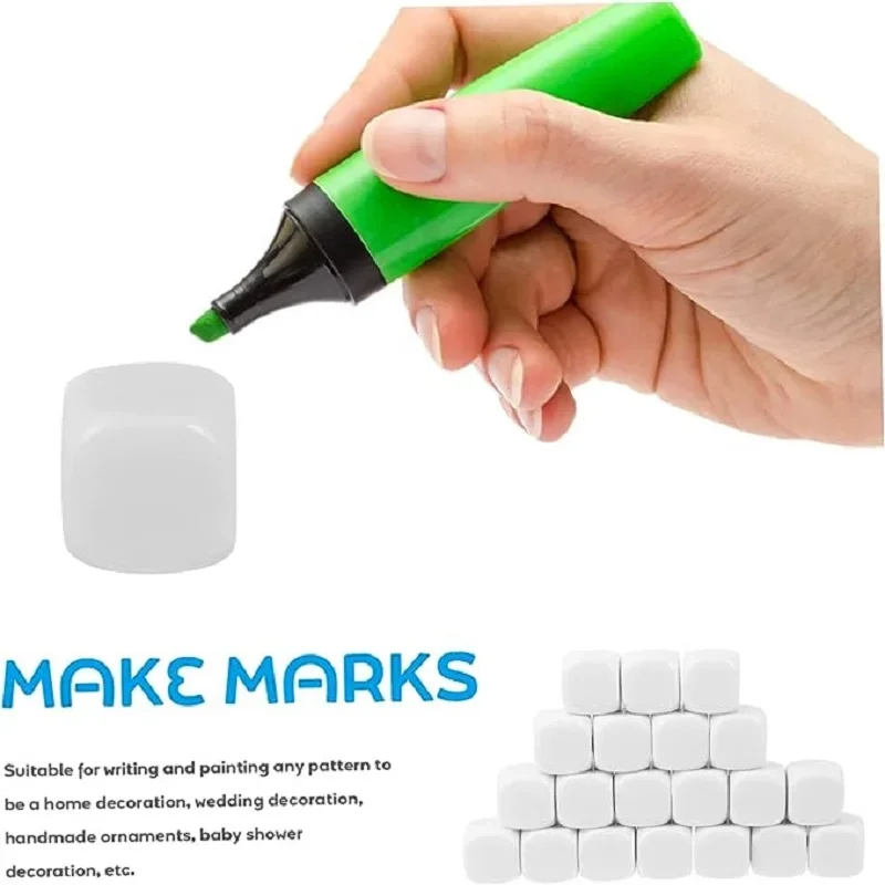 10 قطعة 18 مللي متر D6 الزاوية المستديرة فارغة الاكريليك الأبيض نرد فارغ DIY بها بنفسك مجلس لعبة الكتابة اللوحة الكتابة على الجدران الدعائم ألعاب تعليمية أداة #2