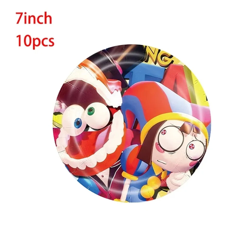 The Amazing Digital Circus Tableware Birthday Party Decoration Banner Balloon Cake Topper Giftbag Kid Party Supplies Baby Shower