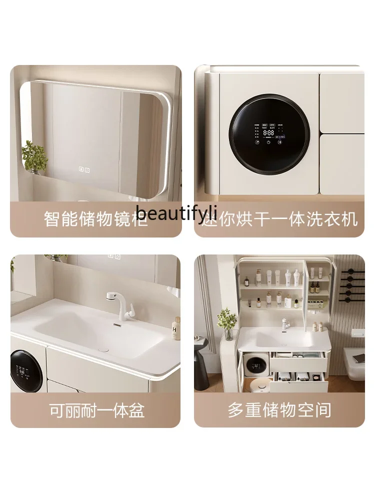 New Bathroom Cabinet Combination Mini Underwear Washing Machine Oak Bathroom Cabinet Ceramic Whole Washbin Washstand