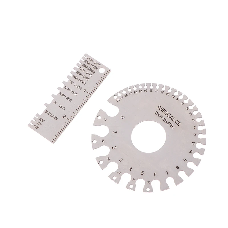 أداة قياس الأسلاك 0-36 AWG/SWG - مسطرة سمك أسلاك الفولاذ المقاوم للصدأ لفحص الكابلات وثنائي الفينيل متعدد الكلور واللحام (قياس القطر)