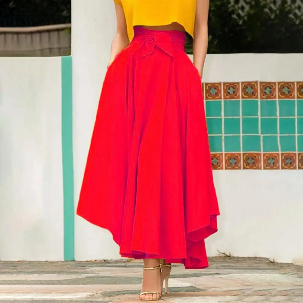 Fashion High Waist Maxi Skirts Women Spring Sundress A Line 2023 Casual Elastic Waist Long Vestidos Female Solid Robe