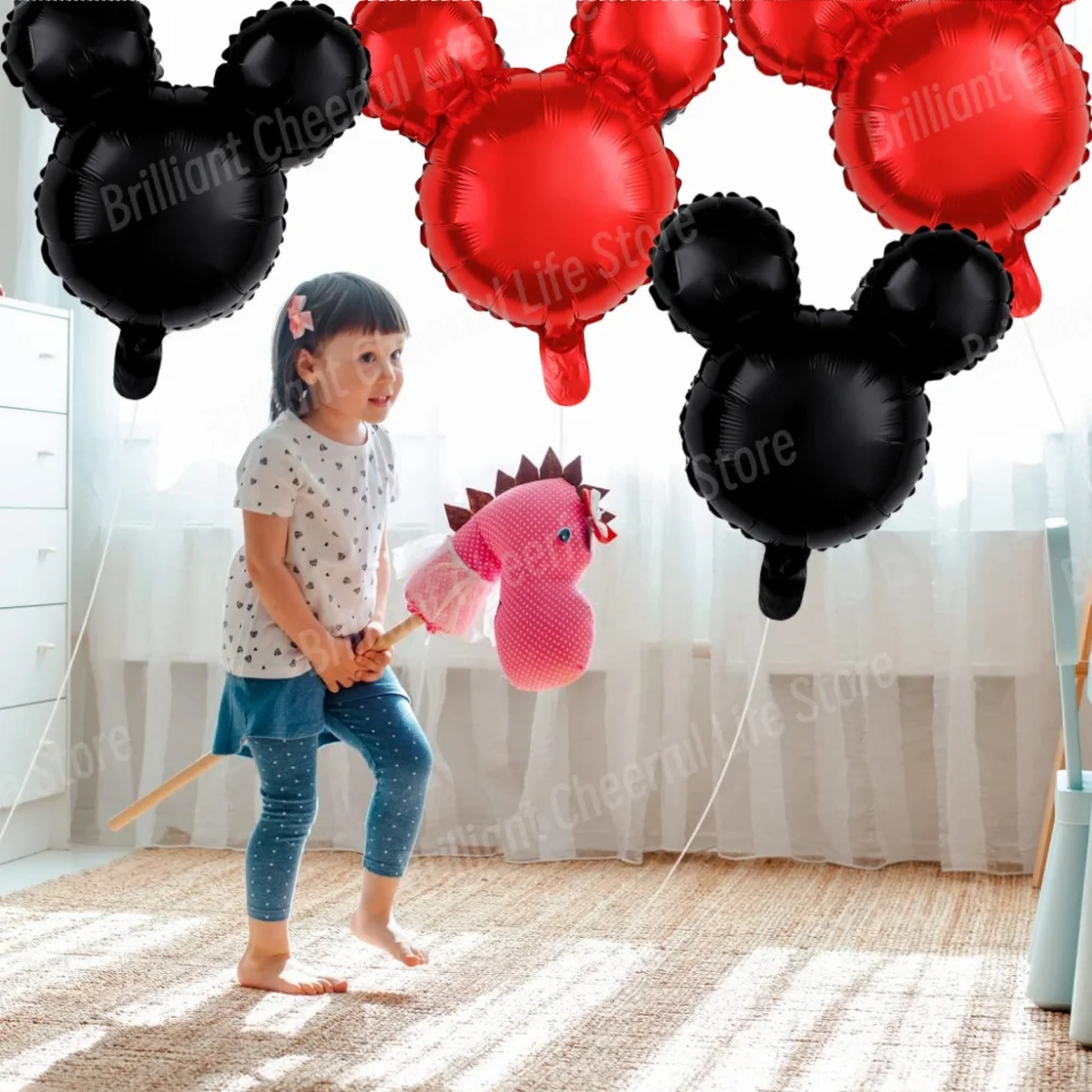 Mickey Mouse Aluminum Foil Balloons, Birthday Party Decoration, Kids Toys Supplies, Air Globos, Black, Red, Baby Shower, 24\