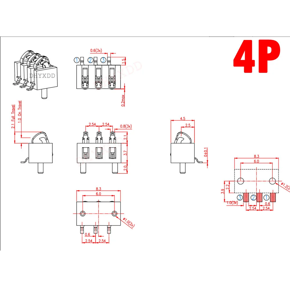 10x 1P 2P 3P 4P Battery Base 2.5 Pitch 1 2 3 4 Pin Gold Plated Spring Male Female Contact Power Charge Connector Conductive Base
