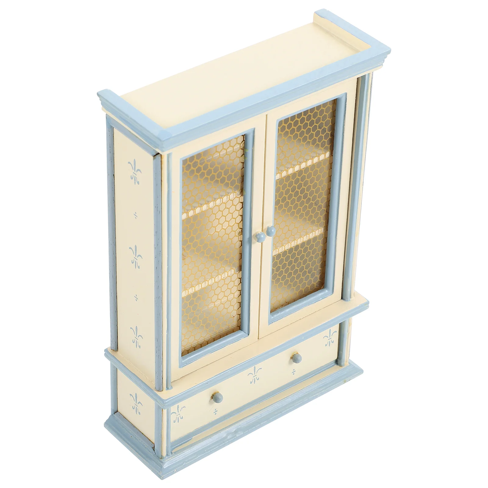 Dollhouse Bookshelf Cabinet Model Toy Furniture Desktop Ornament Classic Glass Bookcase Child