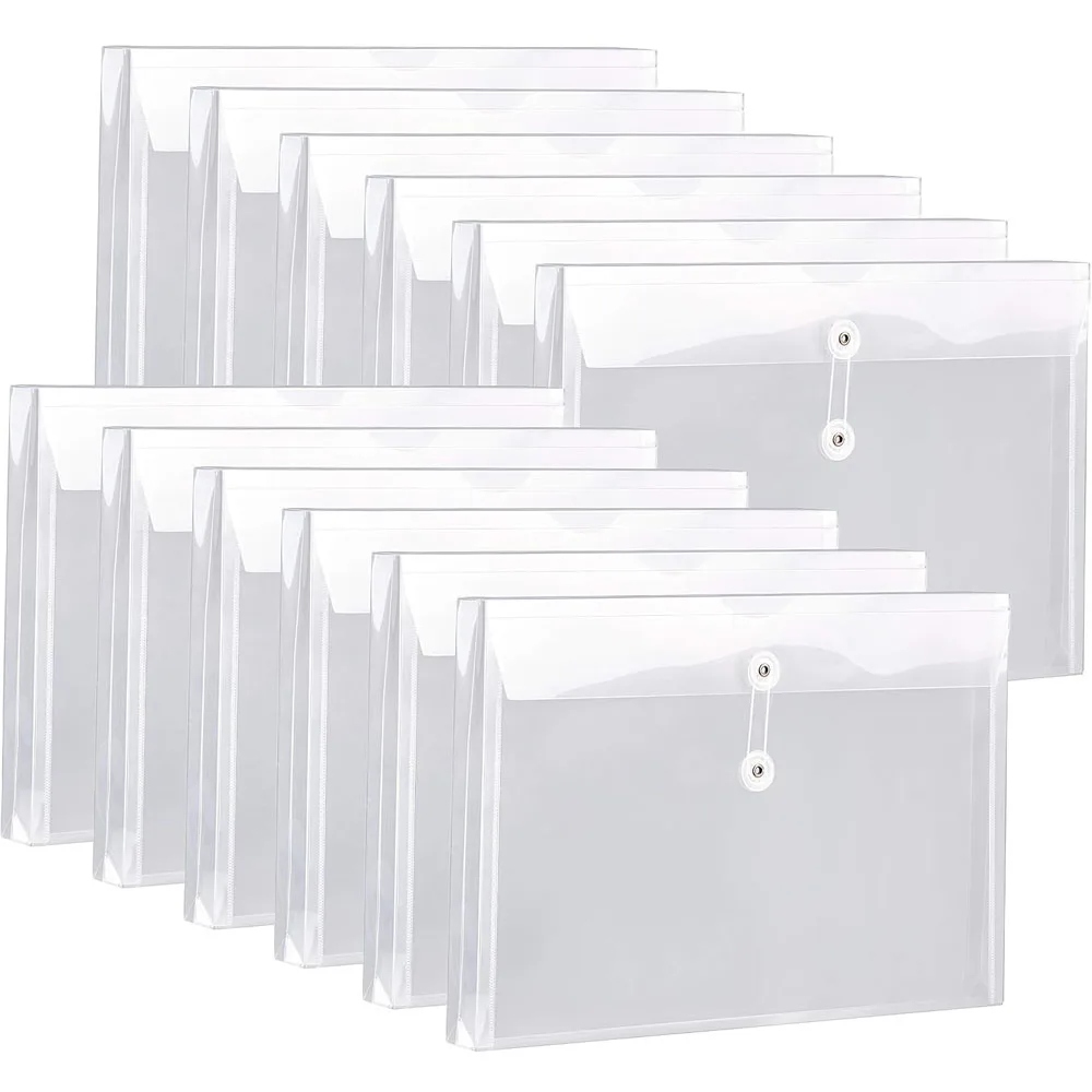 PP Legal Size Expandable Envelopes with String Tie Closure Clear File Folders Poly Paper Documents Organizer for Office School