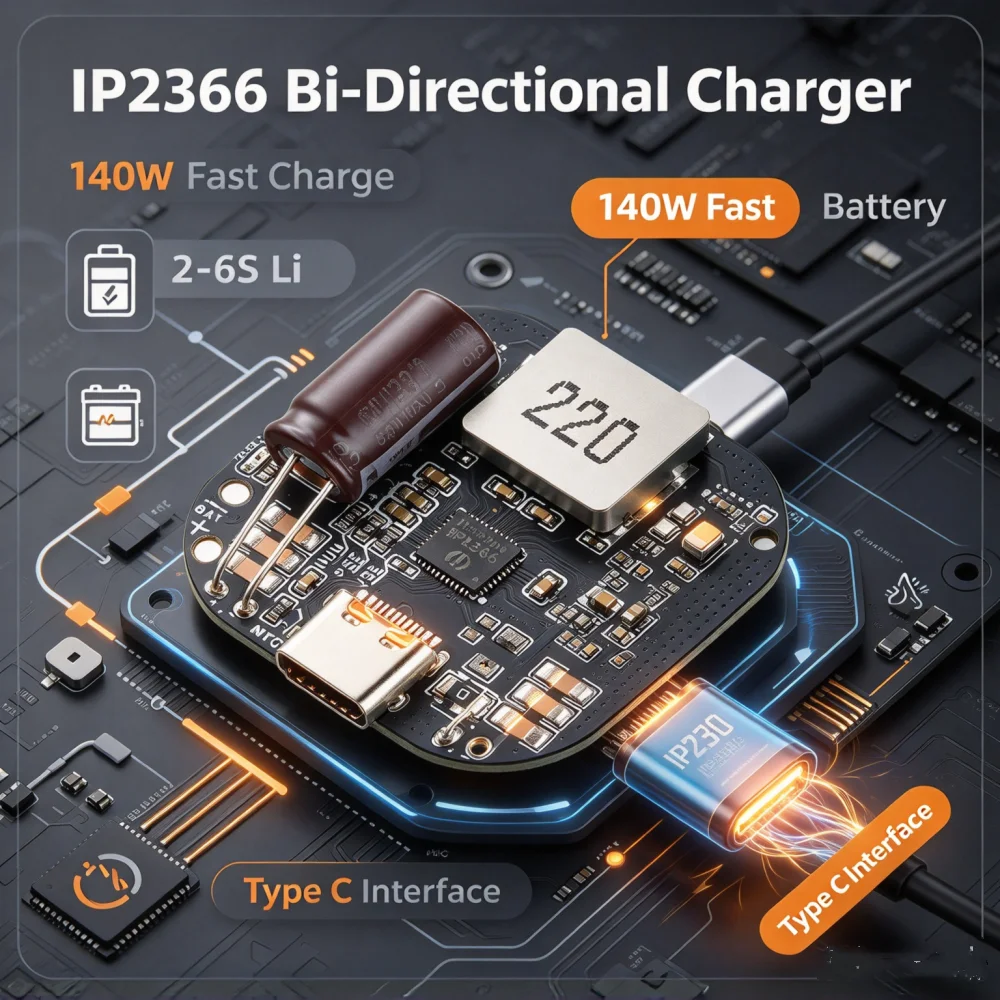 Ip2366 2s-6s Lithium Battery Boost-buck Charger/discharger Module Type-c Pd Qc 140w Fast Charging Board 5v 9v 12v 28v 5A Output