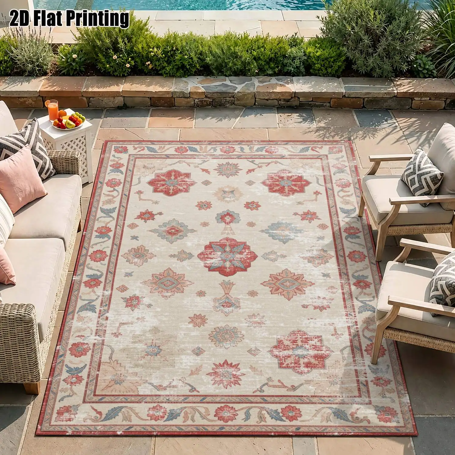 1Pc 2D Printed Gray-Toned European Retro Pattern Carpet, Multi-Size, Machine Washable, Suitable for Home Decor, Entrance/Dining/Bedroom/Living Room Etc