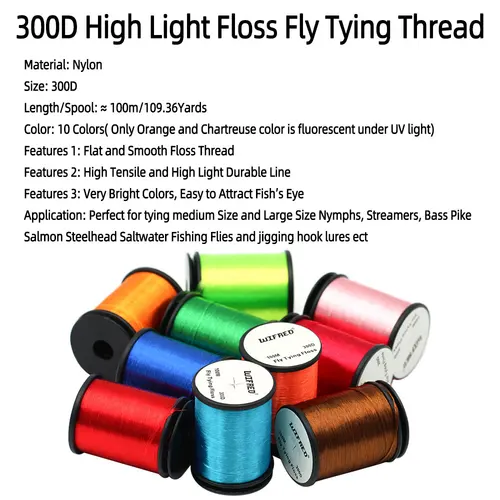 Imagen 2 del producto Vampfly 100m 300D hilo de alambre de alta luminosidad hilo de atado de moscas línea suave de alta resistencia para serpentinas de ninfa lubina Señuelos de pesca de mar