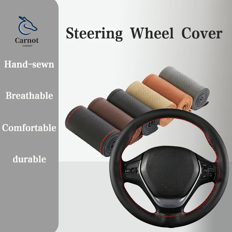 Universal perforated leather car steering wheel sewing cover, suitable for 38cm 14 DIY Car steering wheel cover cars accessories