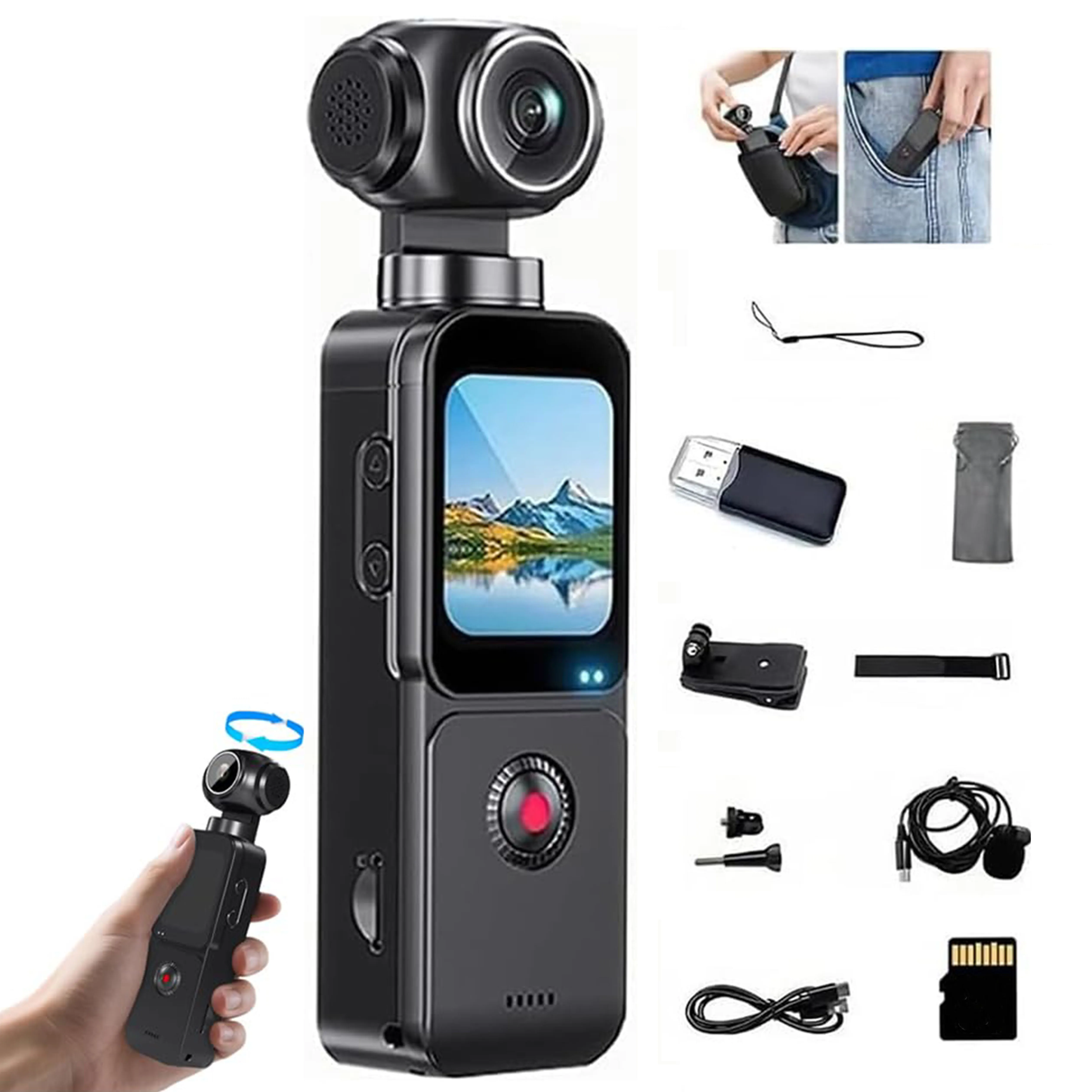

5K HD Handheld Camcorder, Pocket Vlogging Camera with 270° Rotation | 16MP Photo, WiFi, Touchscreen, Autofocus & EIS for Travel,