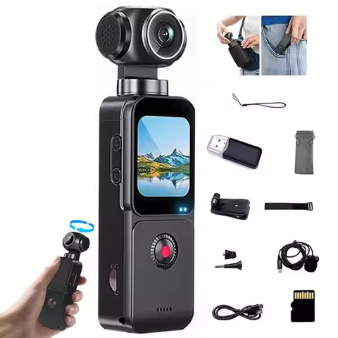 5K HD Handheld Camcorder, Pocket Vlogging Camera with 270° Rotation | 16MP Photo, WiFi, Touchscreen, Autofocus & EIS for Travel,