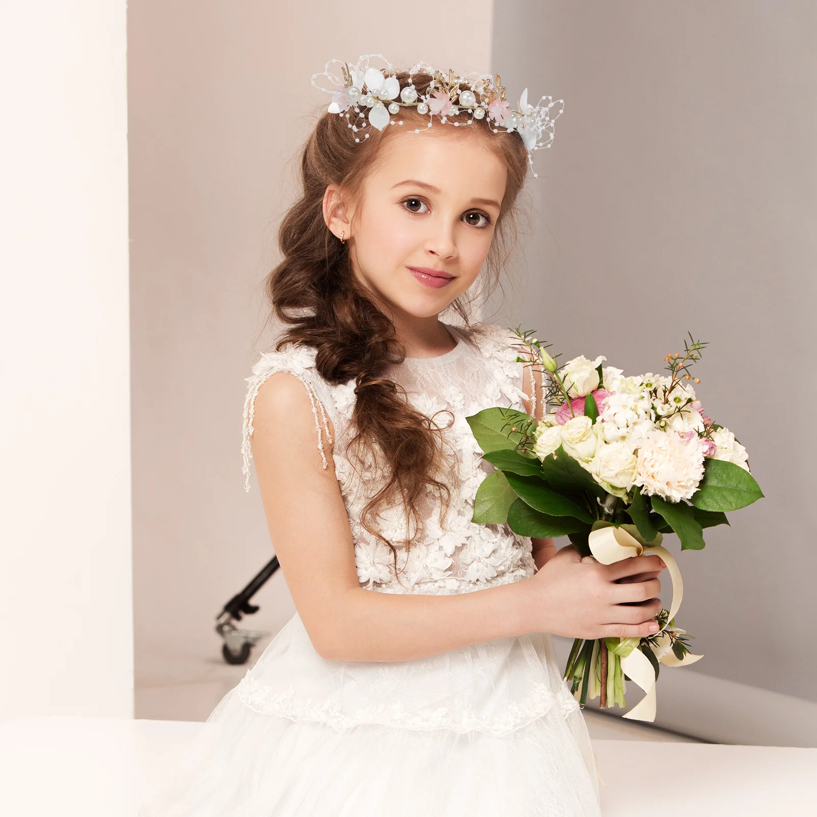 

Повязка на голову с жемчугом для девочек, изысканный головной убор с цветочным принтом, удобная одежда, универсальный аксессуар для свадебной вечеринки