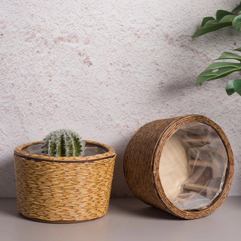 

1pc Living Room Straw Woven Flower Pot Flower Basket Indoor Creative Greenery Floor Flower Arrangement Decoration