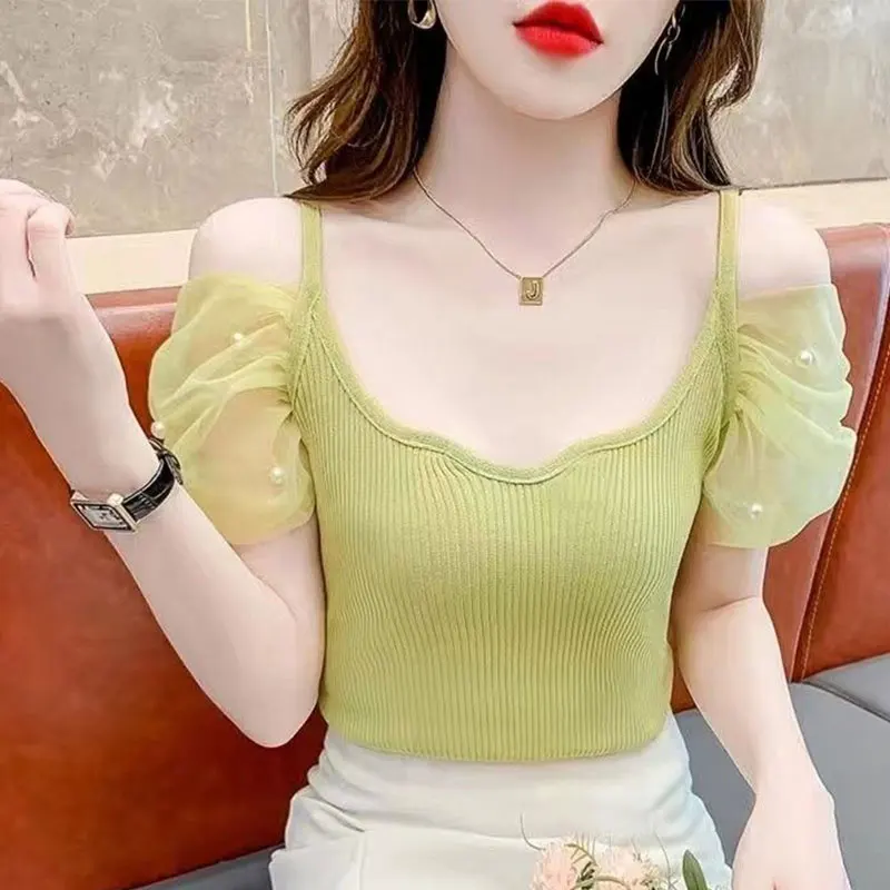 

Women's Slash Neck Short Sleeve T-Shirt, Monochromatic, Casual, Elegant, Summer Clothes, All-match, Temperament Tops, Fashion