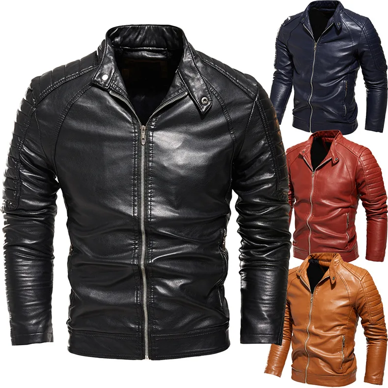 

Winter Men's Leather Jacket Outdoor Casual Fashion Motorcycle Slim-fit Warm Windproof PU Jacket Men's Cargo Flying Coat 2024