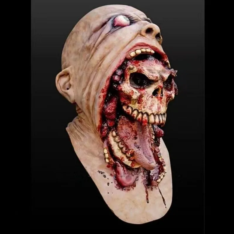 

Funny Halloween Cannibal Head Mask Haunted House Skeleton Ghost Face Horror Bloody Demon Mask Zombie Ghost Halloween Party Props