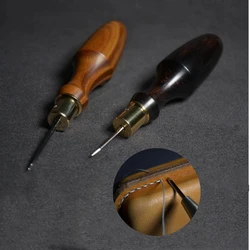 Homemade Handmade Leather Piercing Tools Awl Solid Wood Olive Cone Flat Cone DIY Leather Crafts To Make Through Hole Utensils