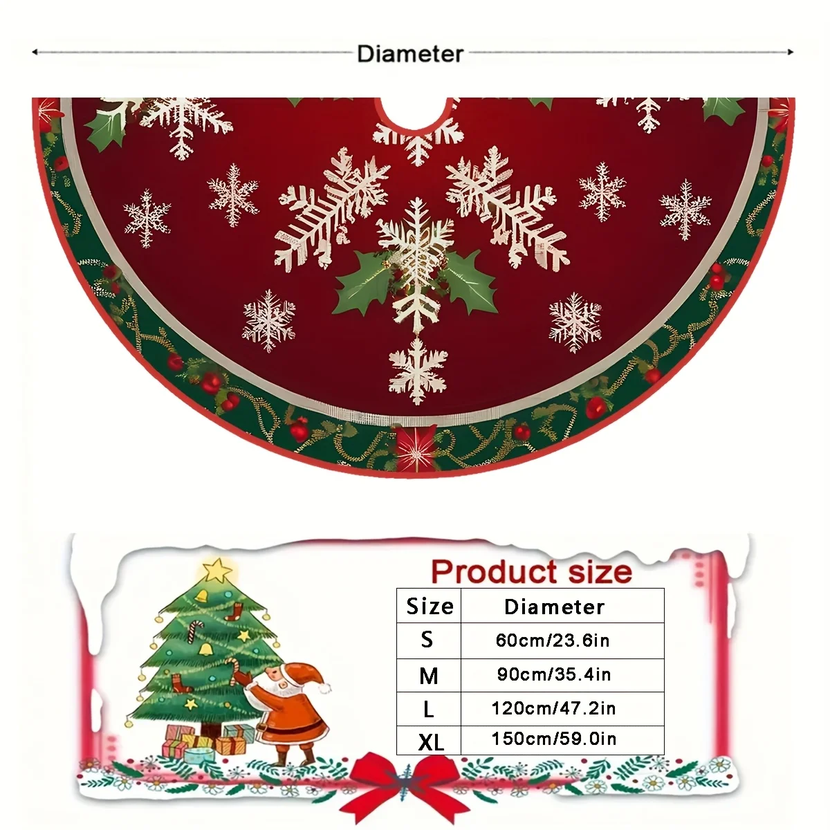 تنورة شجرة عيد الميلاد مطبوعة على شكل ندفة الثلج من VIKAMA مثالية لغرفة المعيشة، اختيار متين لديكورات المنزل الاحتفالية