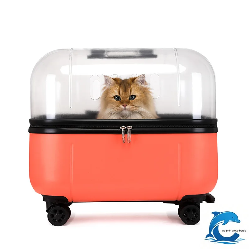 Suitable for the new pet suitcase, portable dog transparent checked in air box, outdoor cat bag