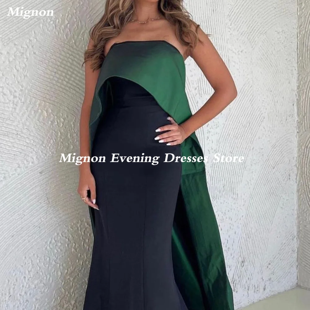 

Mignon Satin Mermaid Strapless Arab Ruffle Prom Gown Floor Length Saudi Evening Formal Elegant Party Dress for Women 2023