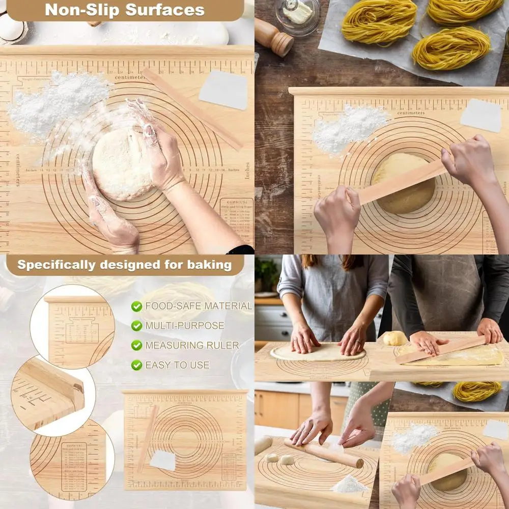 

Очень большая деревянная кондитерская доска с измерениями, 24x20, набор для замешивания, раскатки и резки для выпечки и приготовления