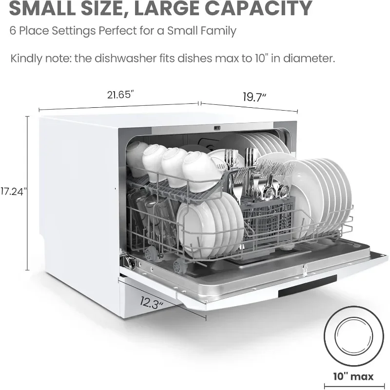 COMFEE’ Portable Mini Dishwasher, Energy Star, Countertop, 6 Place Settings, with 8 Washing Programs, Speed, Baby-Care